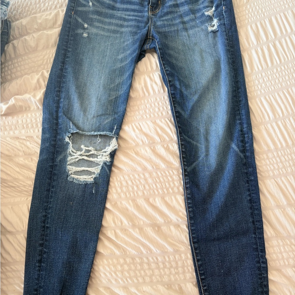 Buckle Dark Blue Distressed ankle Skinny Jeans